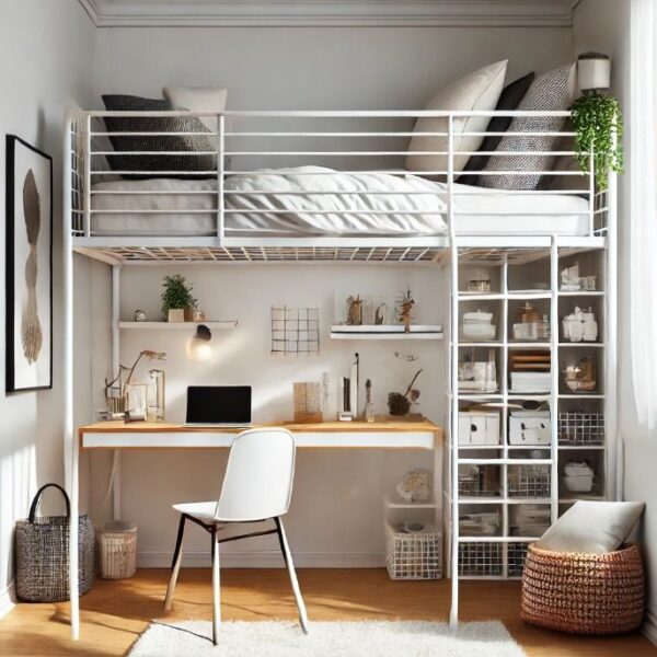 Белая кровать-чердак №204