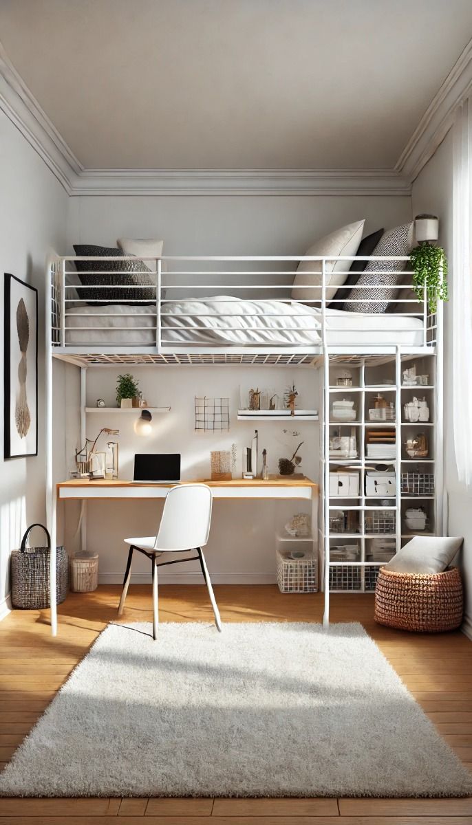 Белая кровать-чердак №204