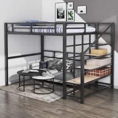 Черная кровать чердак лофт №37