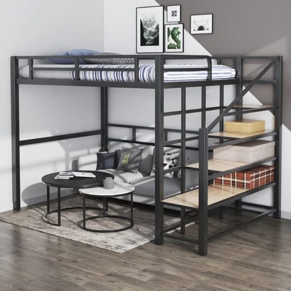 Черная кровать чердак лофт №37