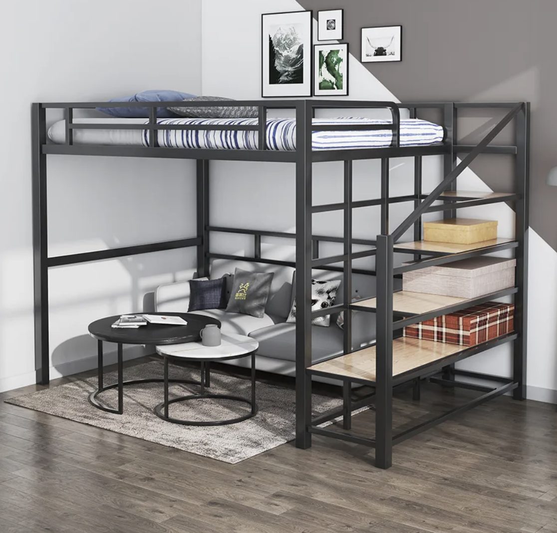 Черная кровать чердак лофт №37