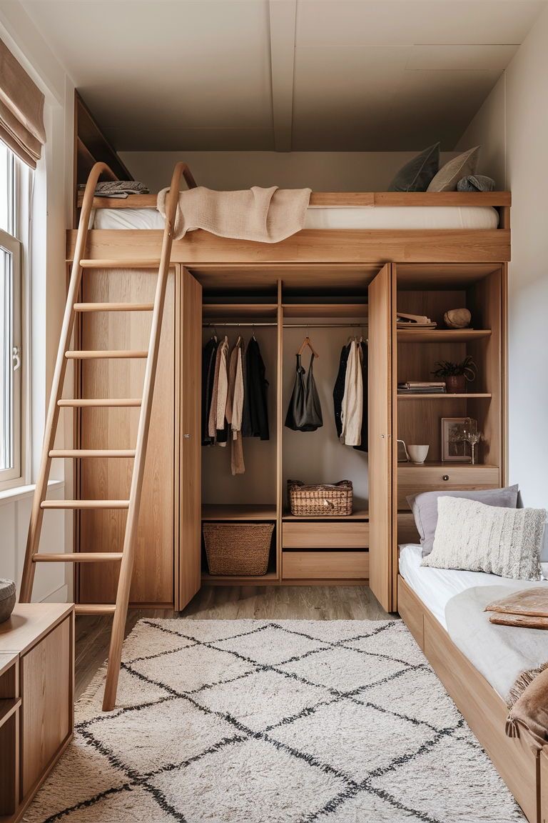 Детская двухъярусная кровать с письменным столом и шкафом