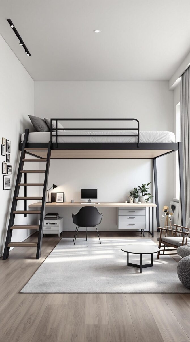 Двухспальная кровать-чердак для взрослых №203