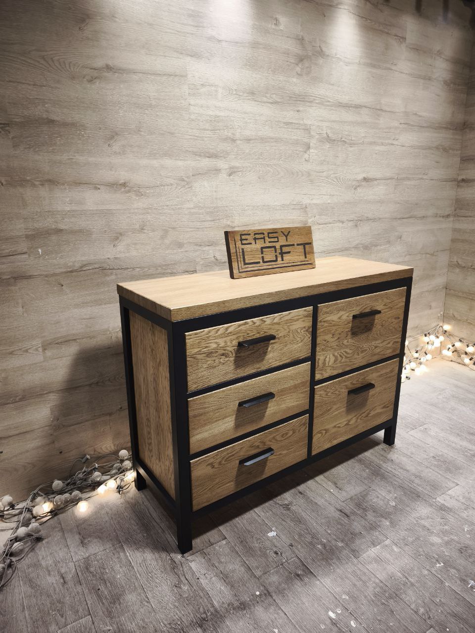 Комод в стиле Лофт из массива дуба К-081