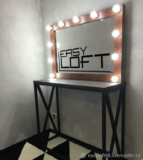 Консоль в стиле Лофт из массива дуба Х-016