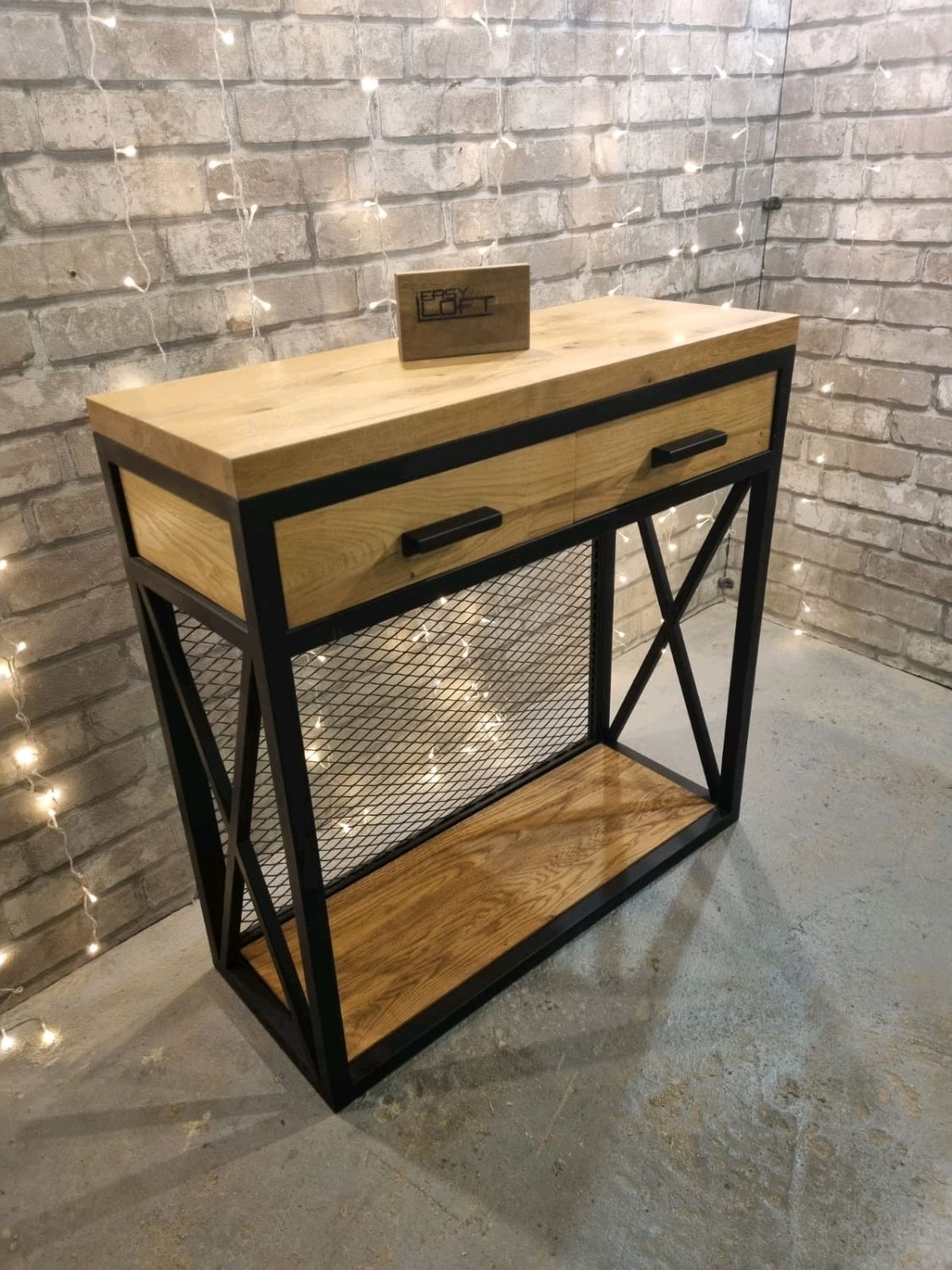 Консоль в стиле Лофт из массива дуба Х-042