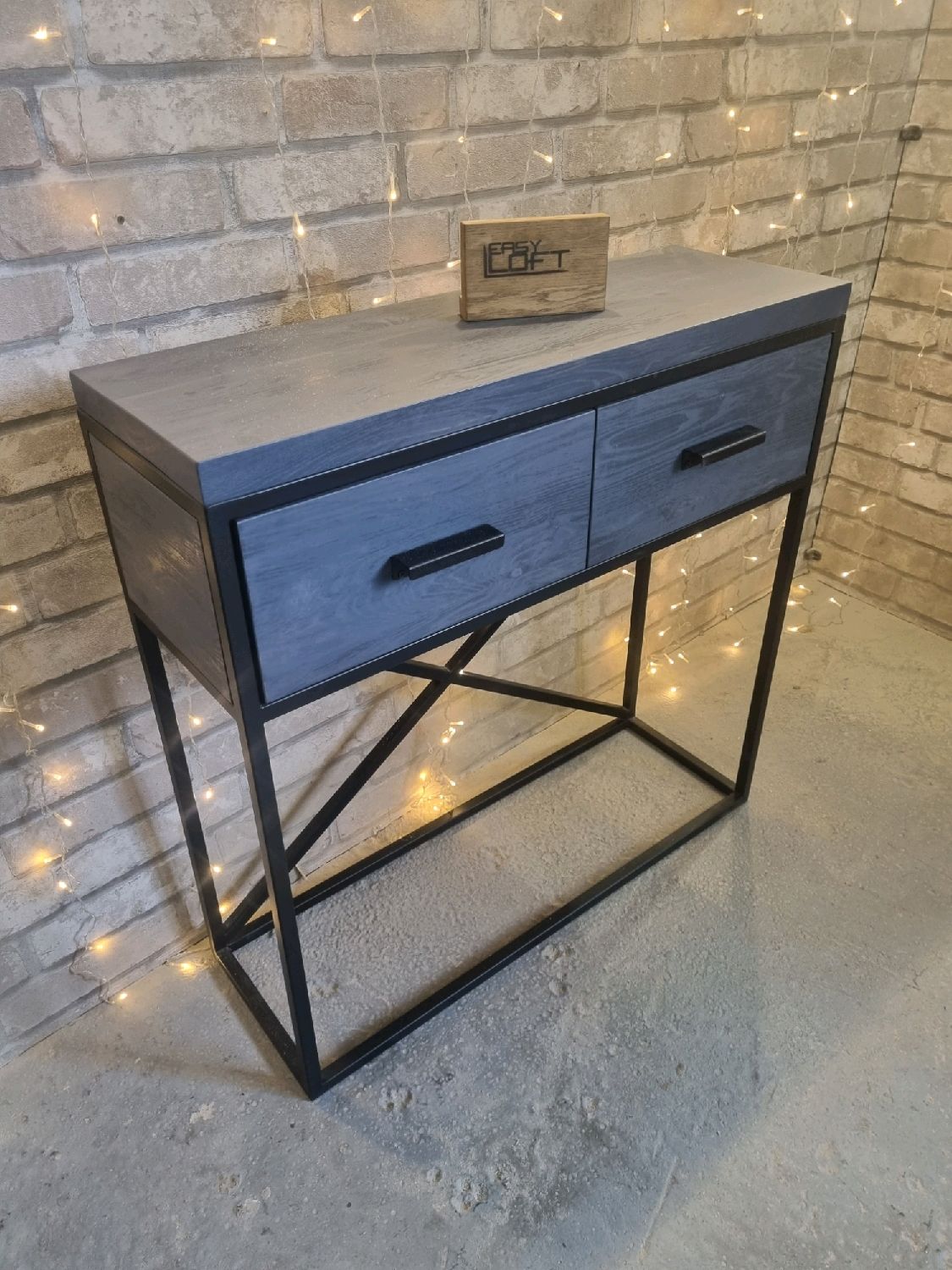 Консоль в стиле Лофт из массива дуба Х-043