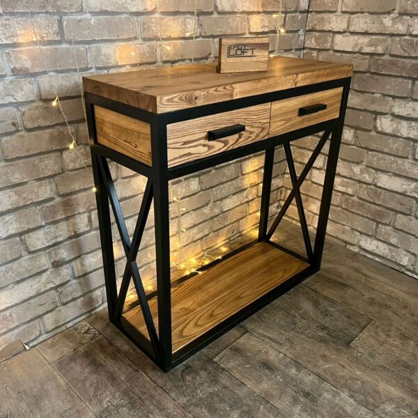 Консоль в стиле Лофт из массива дуба Х-048
