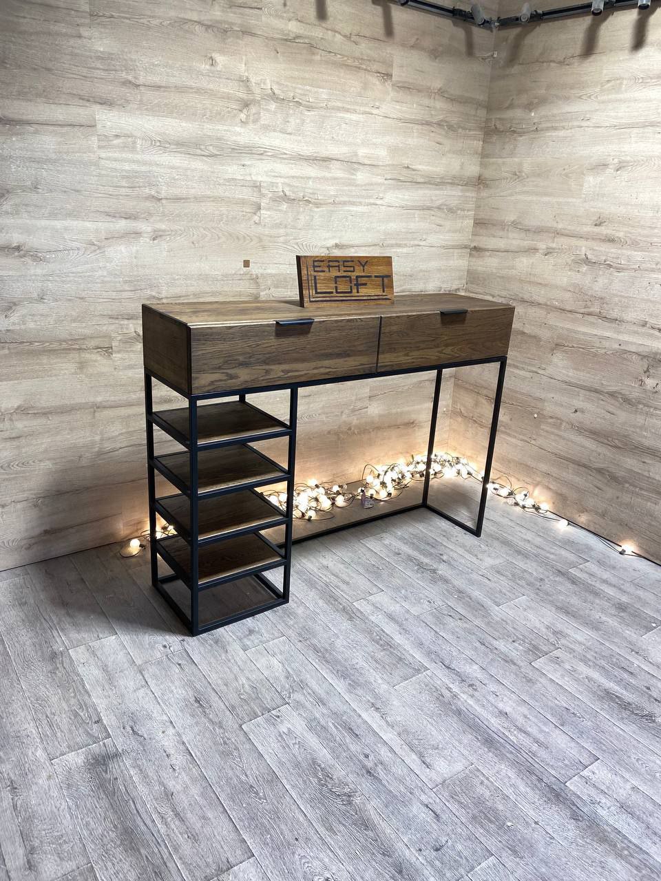 Консоль в стиле Лофт из массива дуба Х-058