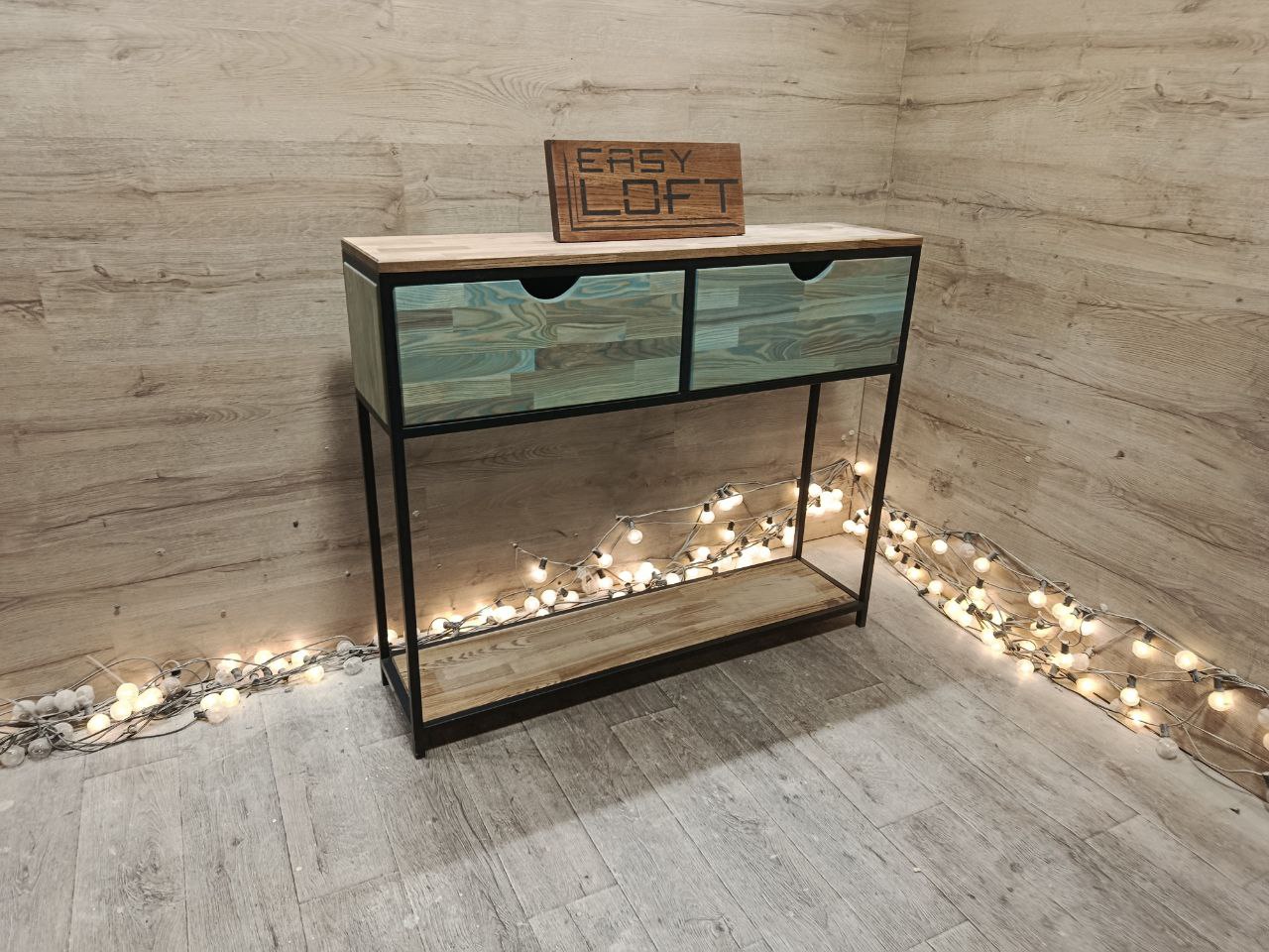 Консоль в стиле Лофт из массива дуба Х-069