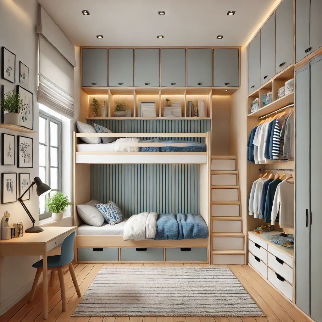 Кровать-чердак двухъярусная из дерева №244