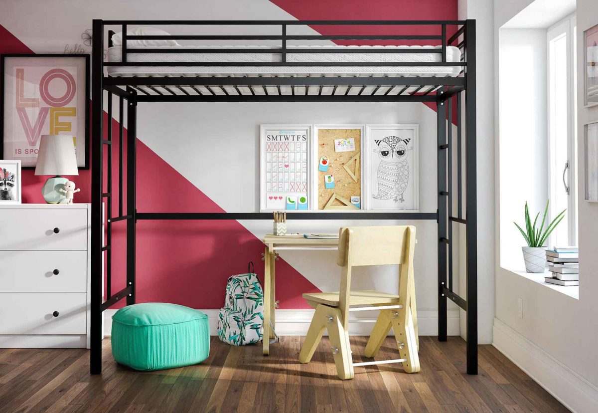 Кровать-чердак из металла черная №161