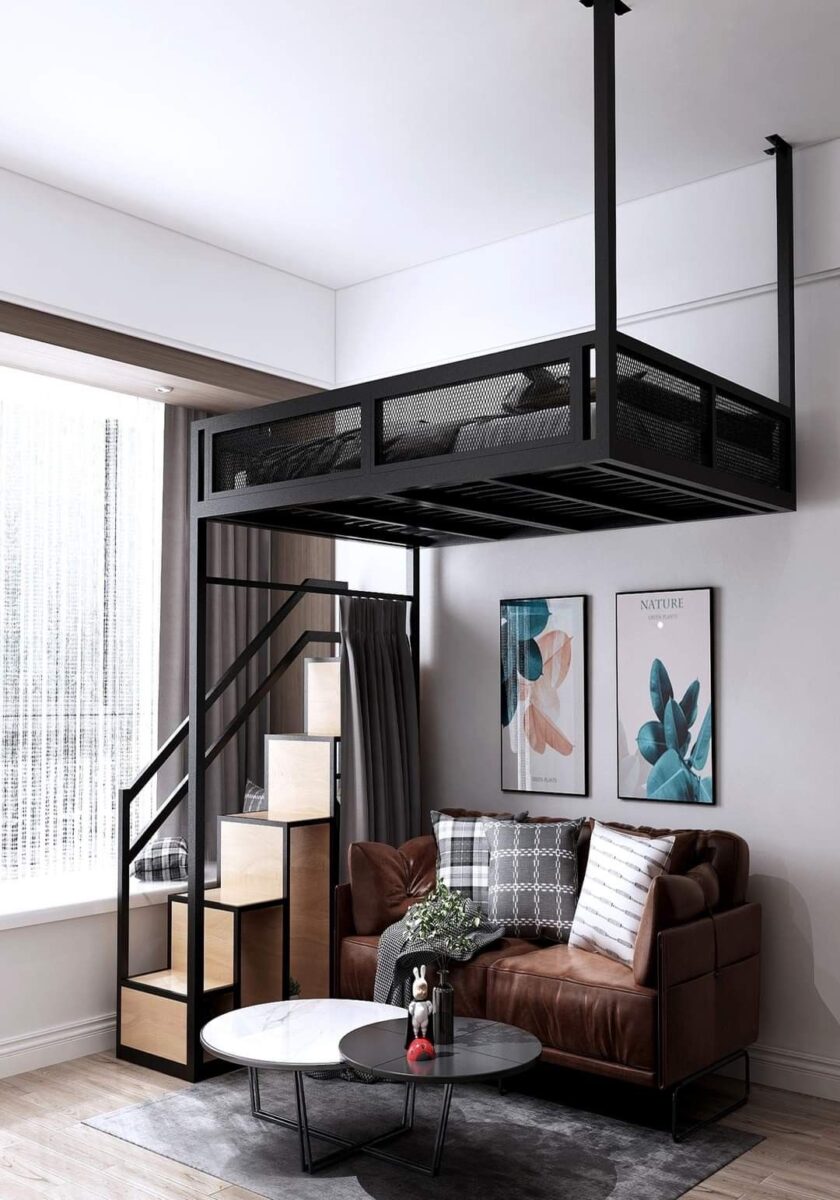 Кровать-чердак подвесная со шкафом №183