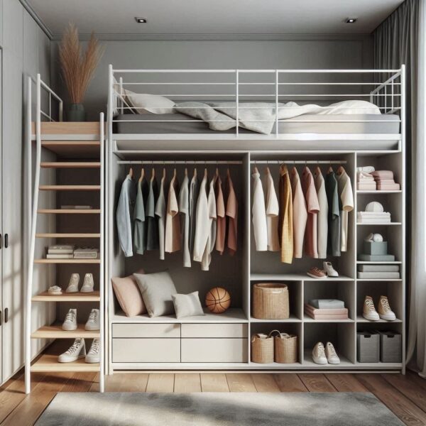 Кровать чердак с гардеробной №255