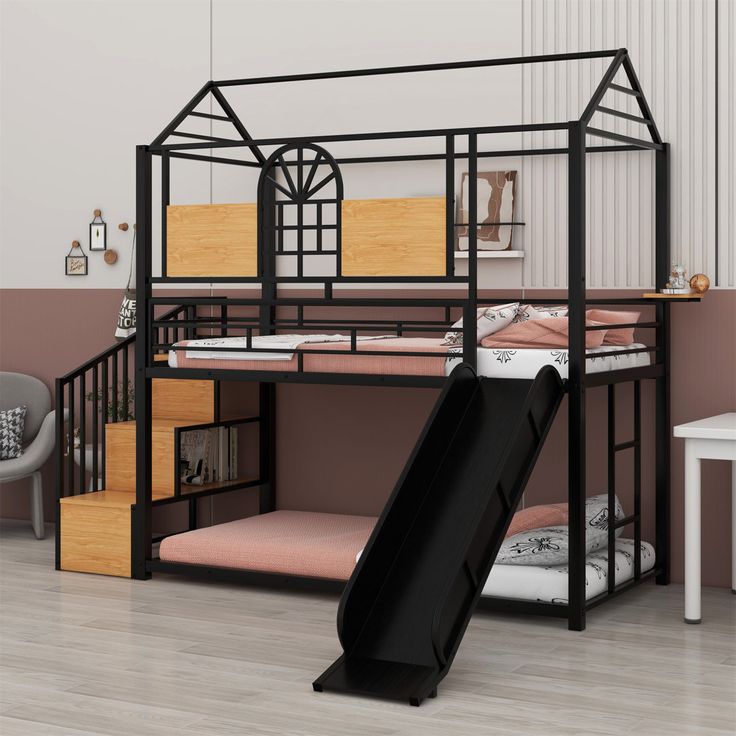 Кровать-чердак с горкой №158