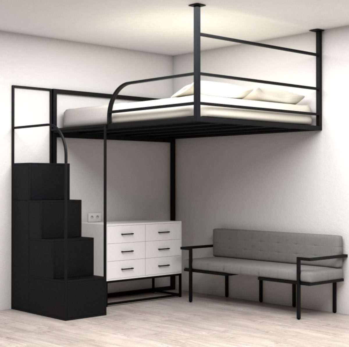 Кровать-Чердак с лестницей №116