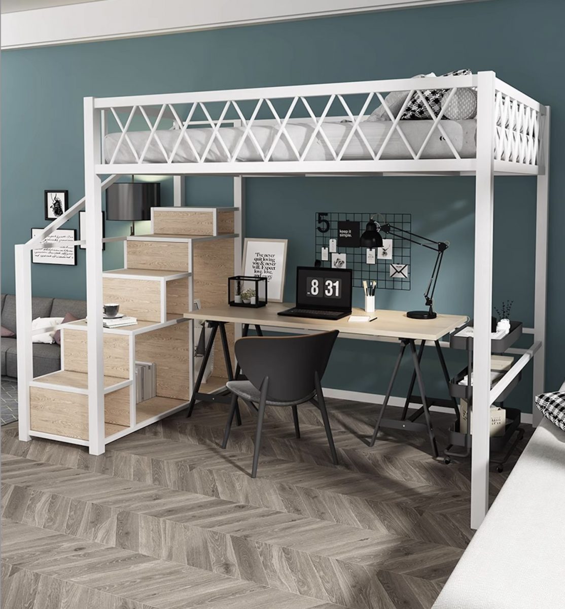 Кровать-чердак с лестницей №98