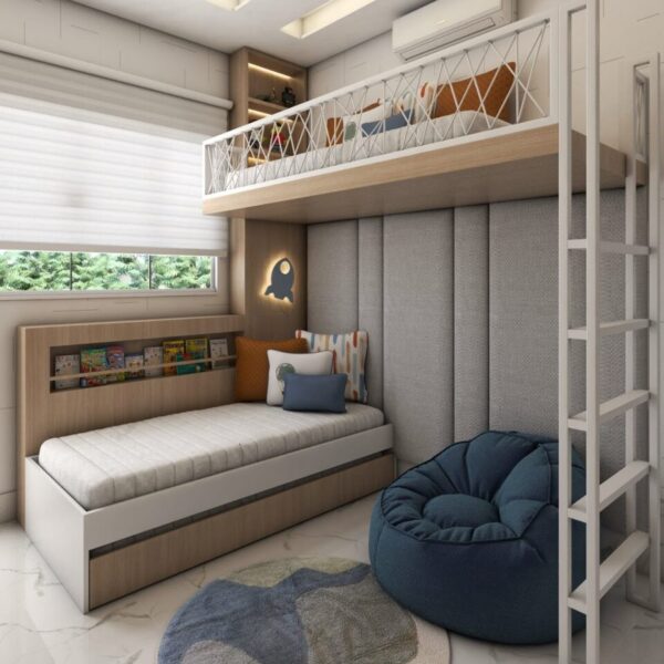 Кровать-чердак с лестницей парящая №242