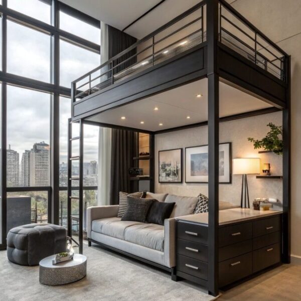 Кровать-чердак с подсветкой Премиум №240