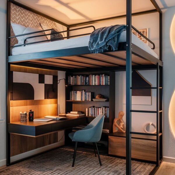 Кровать-чердак с рабочей группой №236