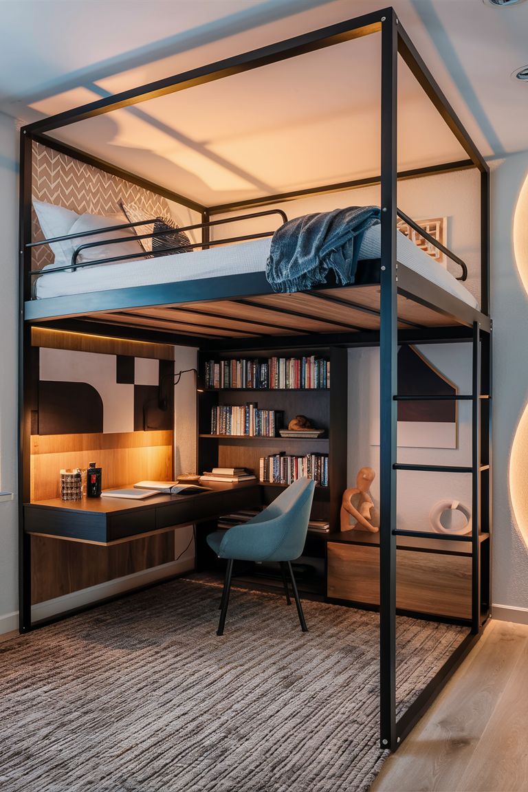 Кровать-чердак с рабочей группой №236