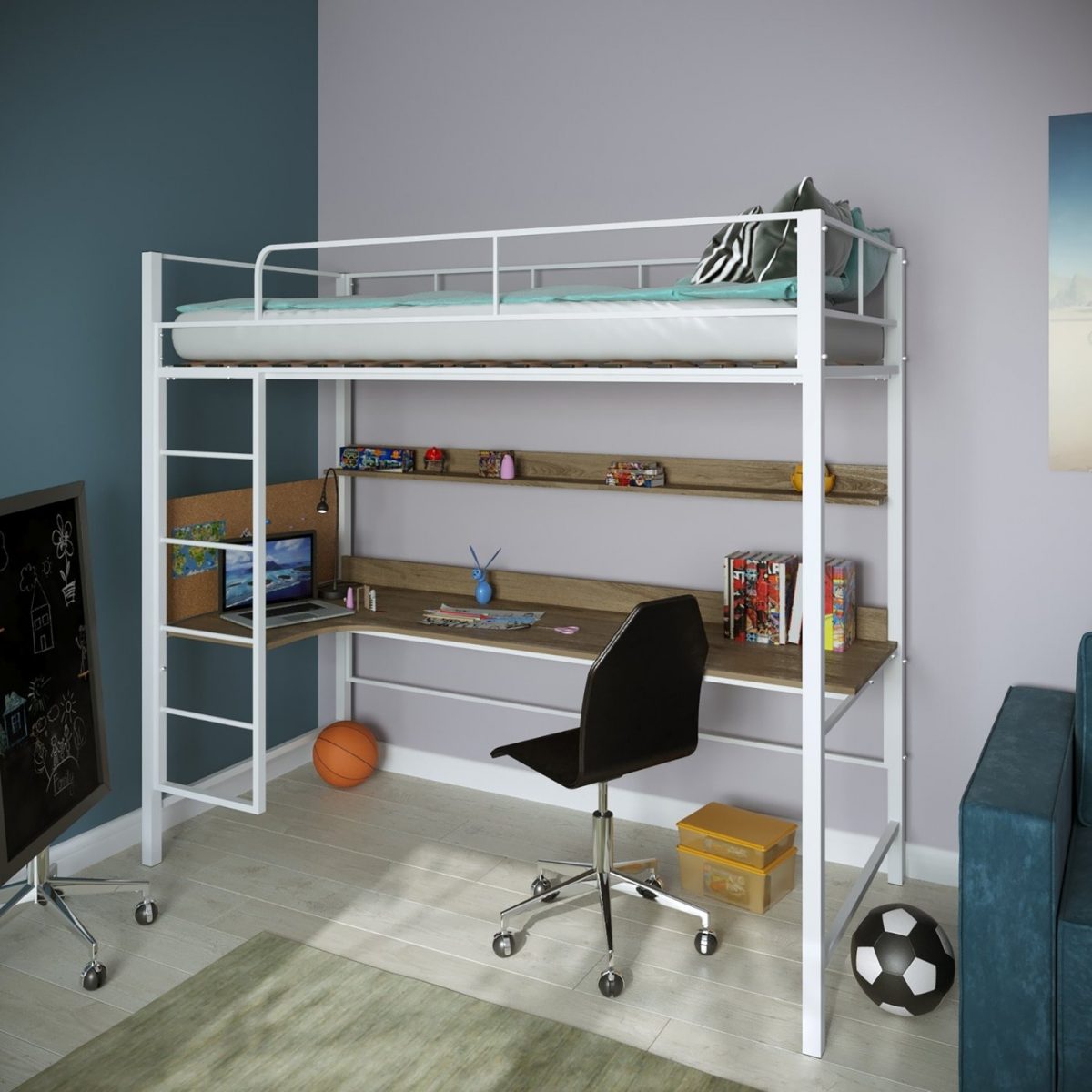 Кровать-чердак с рабочей зоной №86