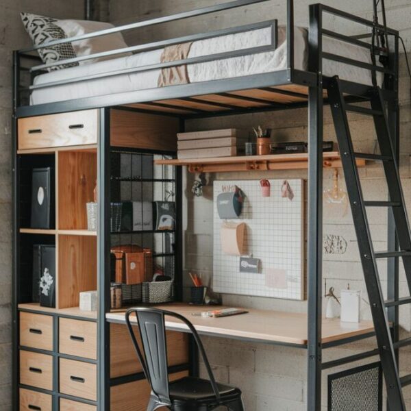 Кровать-чердак с рабочей зоной и столом №237