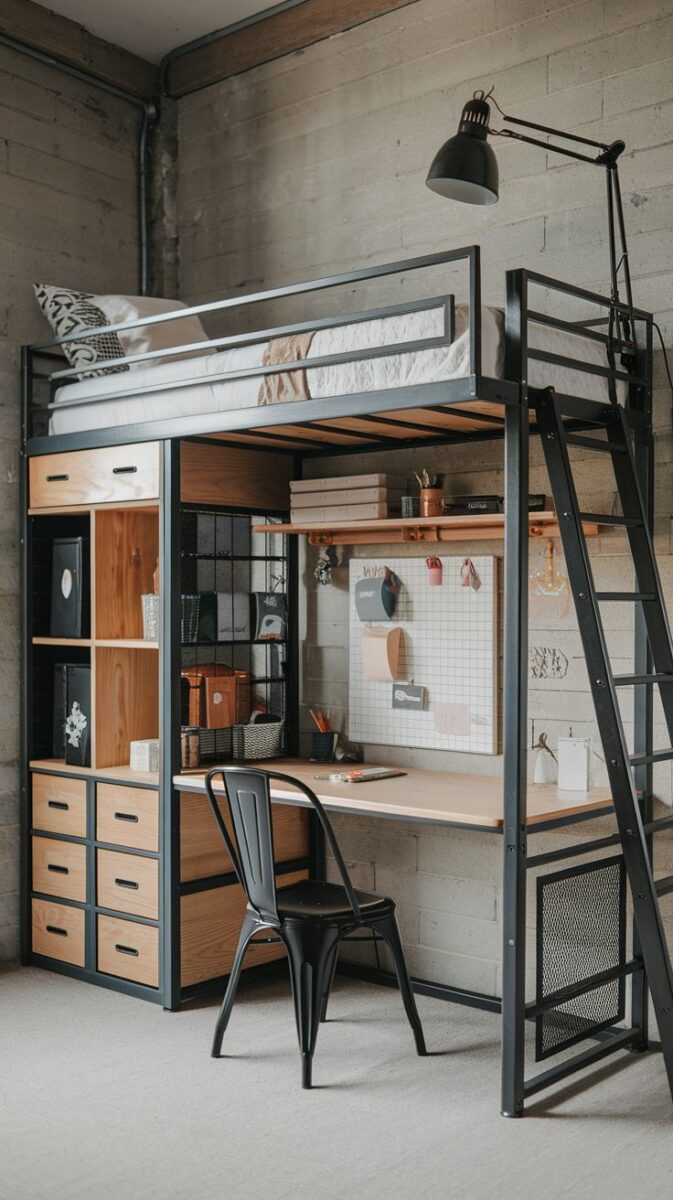 Кровать-чердак с рабочей зоной и столом №237
