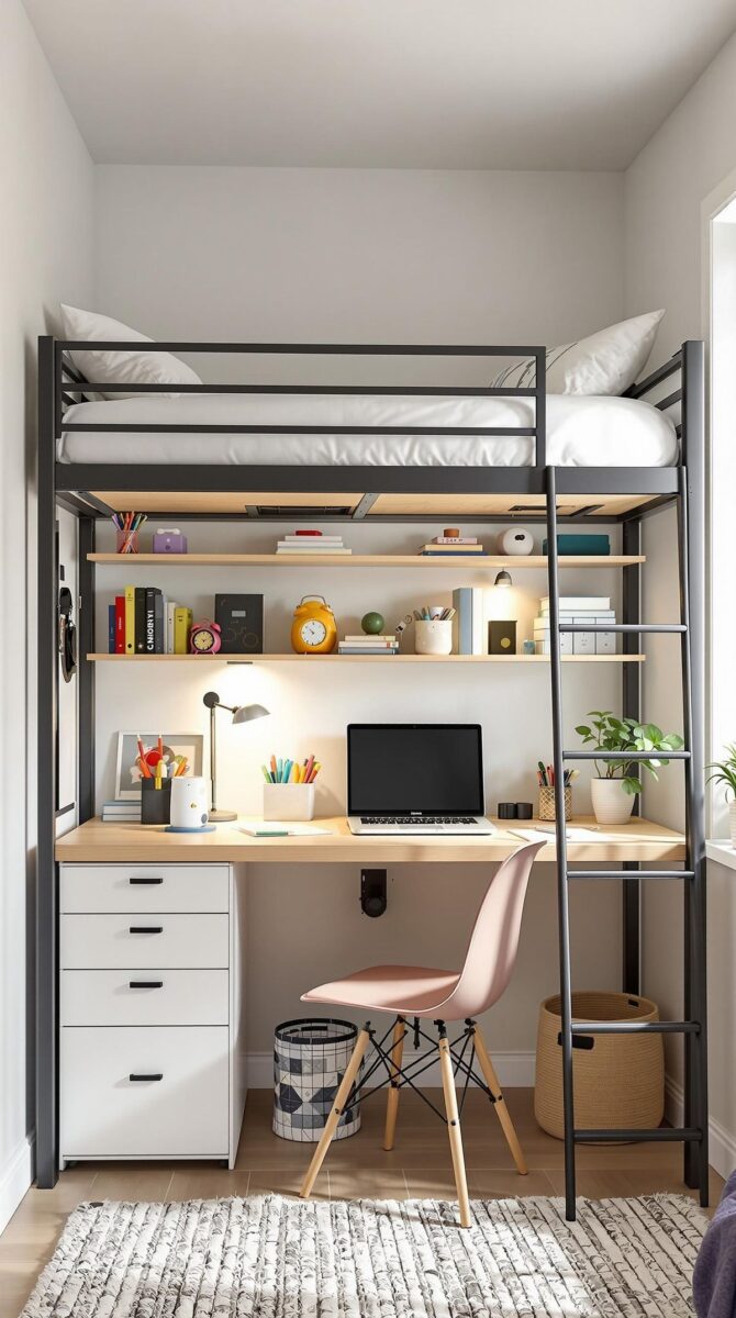 Кровать-чердак с рабочим столом №201