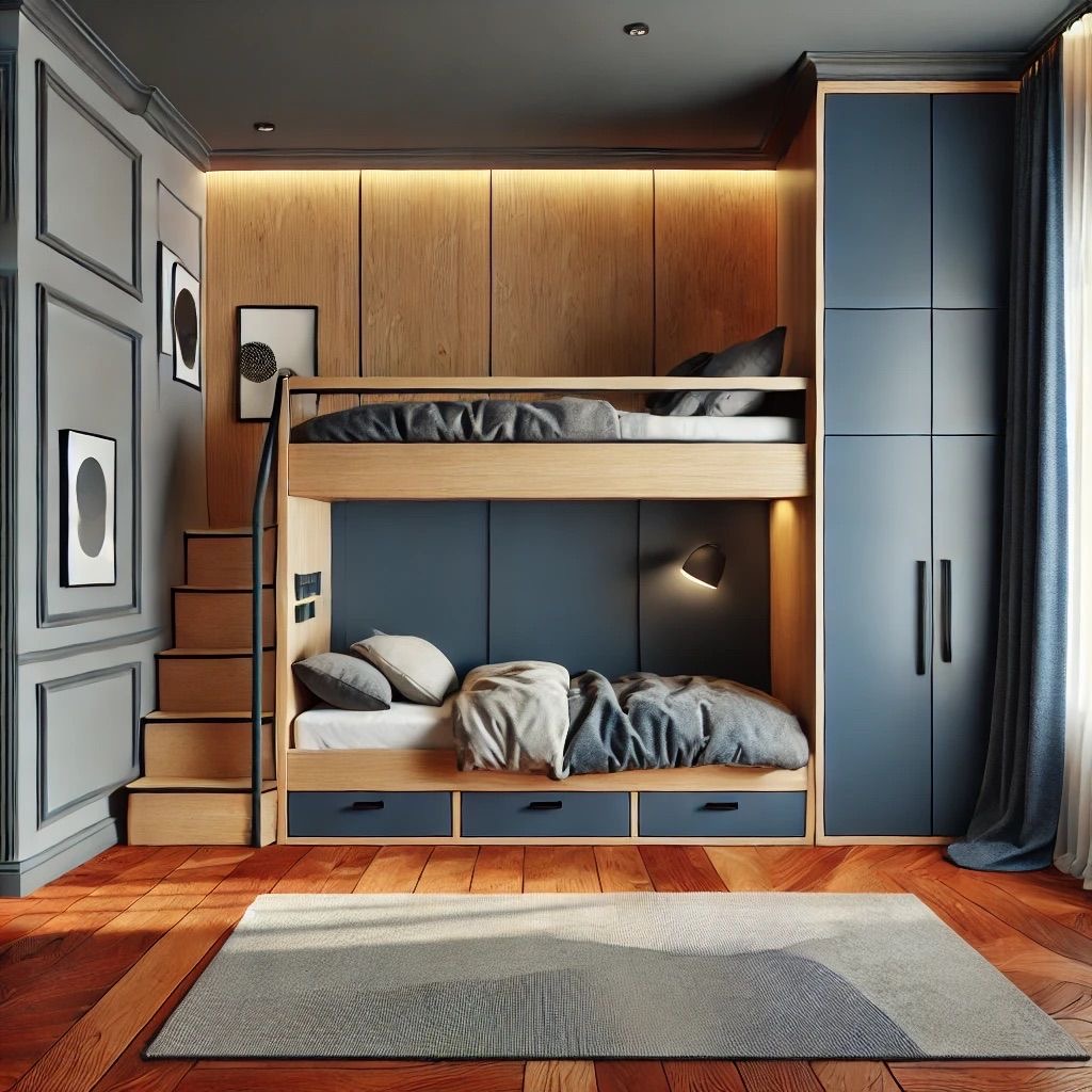 Кровать-чердак со шкафом Размеры индивидуально №245