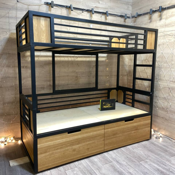 Кровать-чердак в стиле Лофт из массива дуба В-015