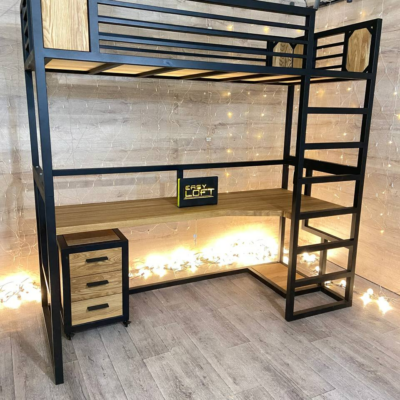 Кровать-чердак в стиле Лофт из массива дуба В-016