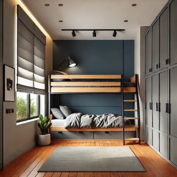 Кровать двухъярусная из дерева и металла №248