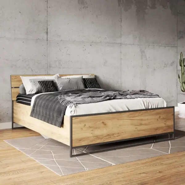 Кровать в стиле Лофт с массивом дуба №186