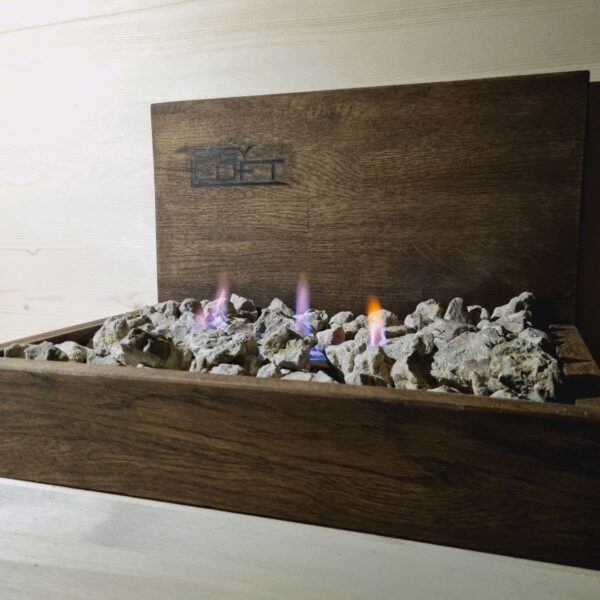 Настольный биокамин в стиле Лофт из массива дуба Н-001