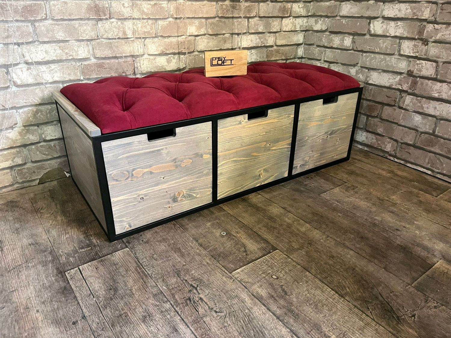 Обувница-банкетка в стиле Лофт О-030