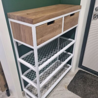 Обувница-консоль в стиле Лофт из массива дуба О-016