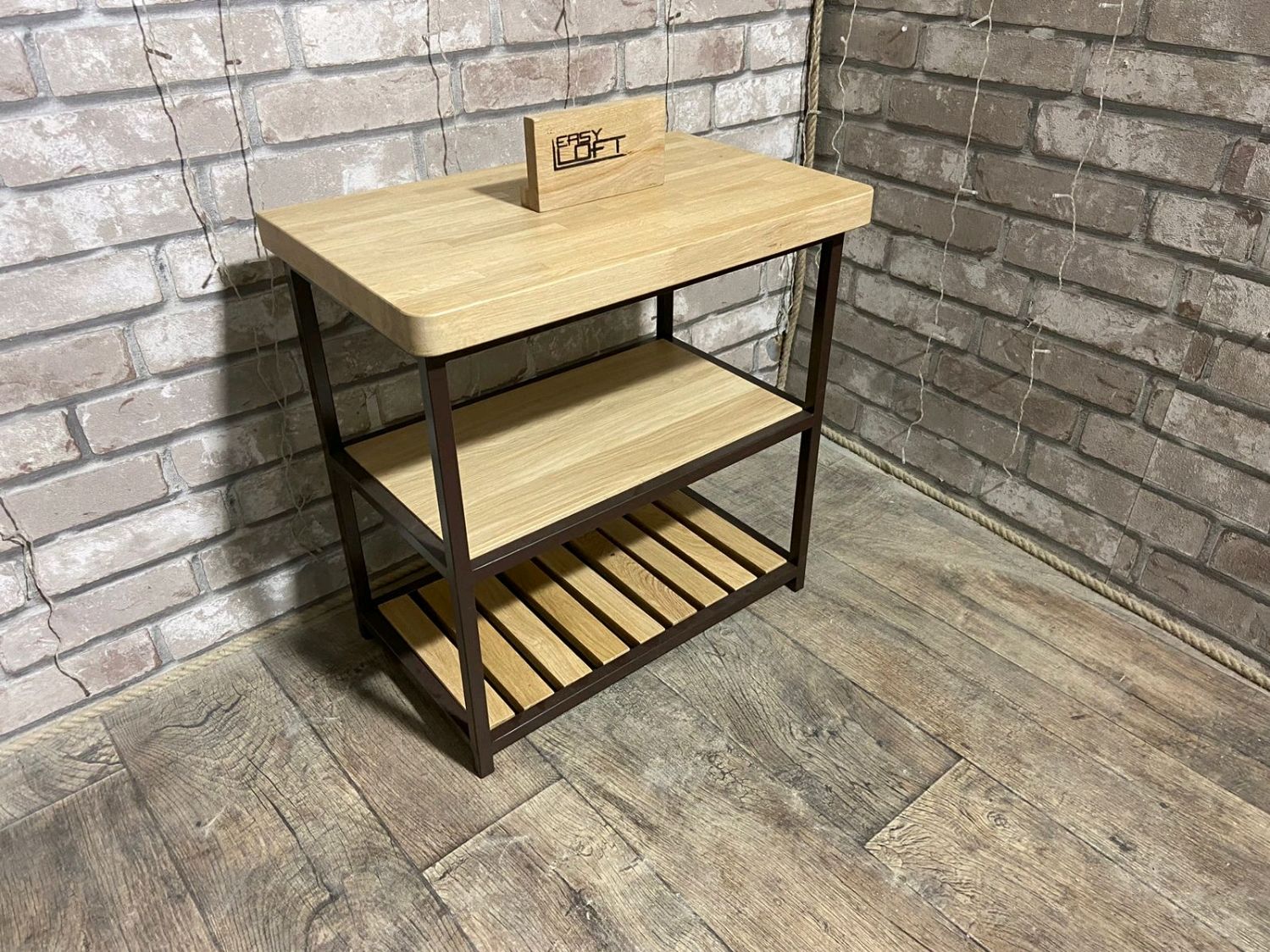 Обувница-скамейка в стиле Лофт из массива дуба О-033