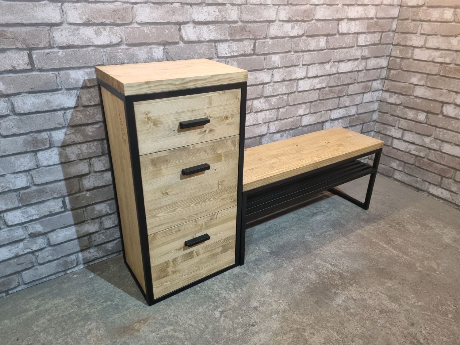 Обувница-скамейка в стиле Лофт О-002