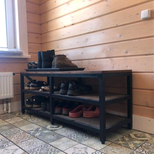 Обувница-скамейка в стиле Лофт О-006