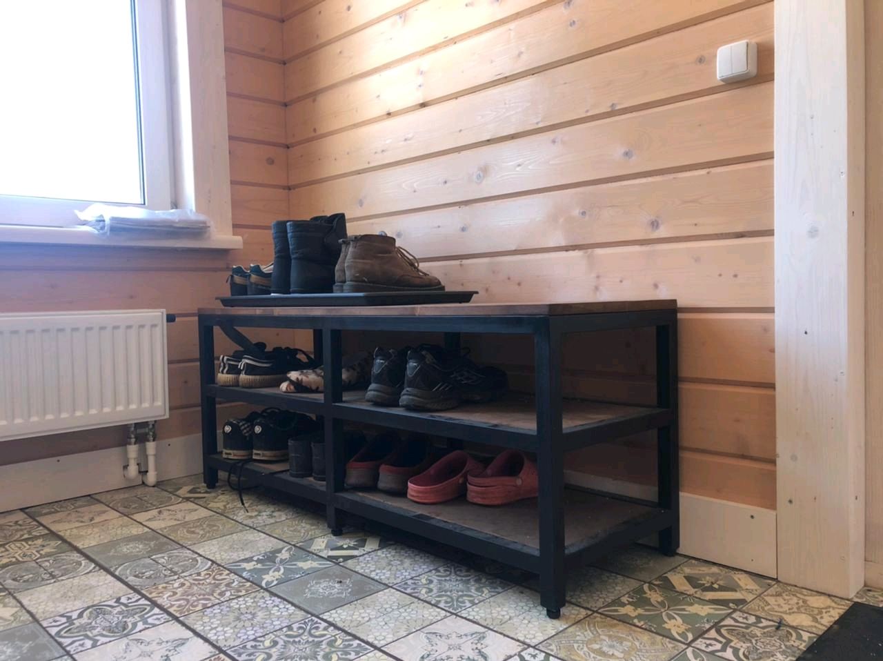 Обувница-скамейка в стиле Лофт О-006