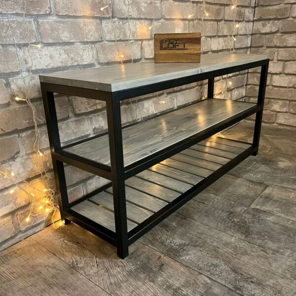 Обувница-скамейка в стиле Лофт О-029