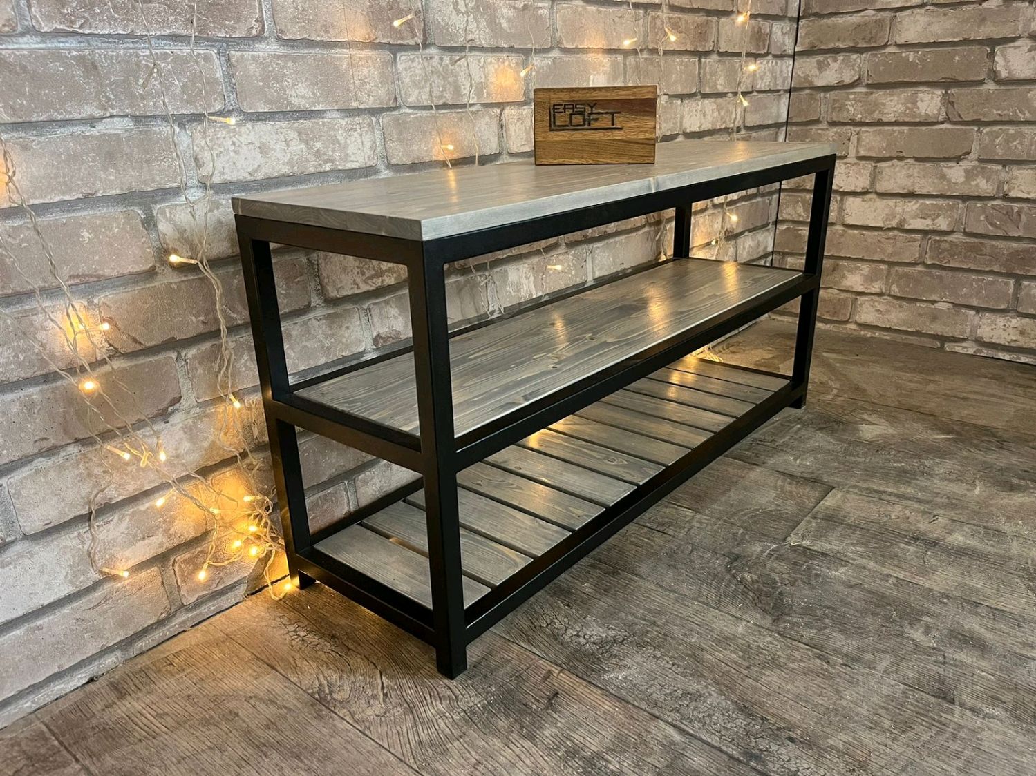 Обувница-скамейка в стиле Лофт О-029