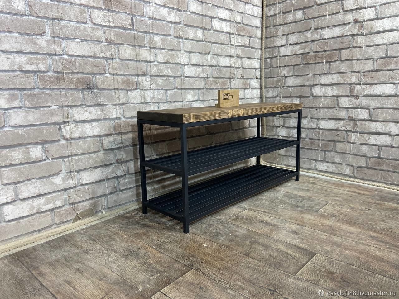 Обувница-скамейка в стиле Лофт О-034