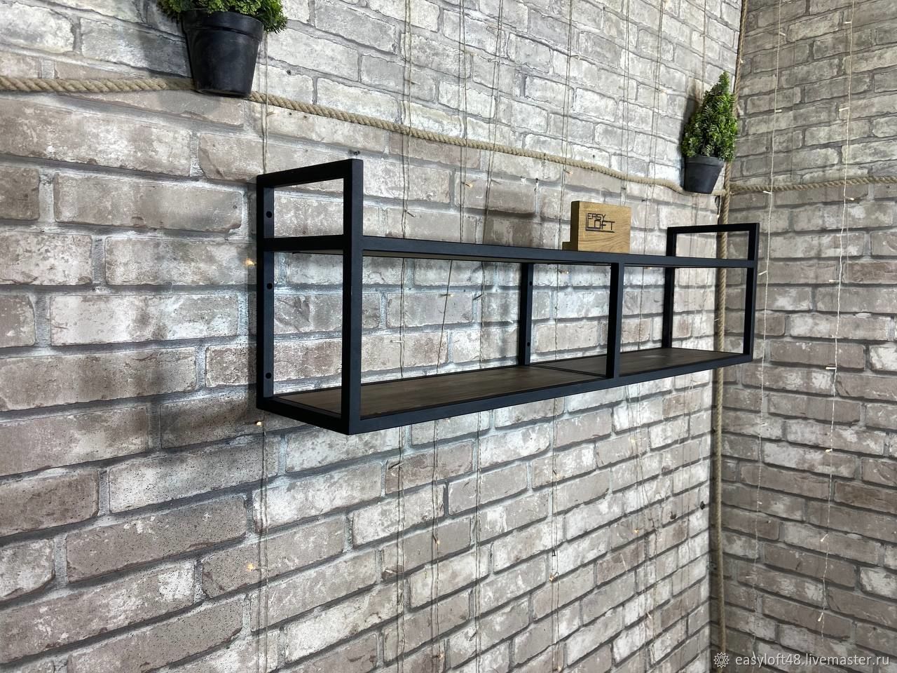 Полка в стиле Лофт из массива дуба Б-004