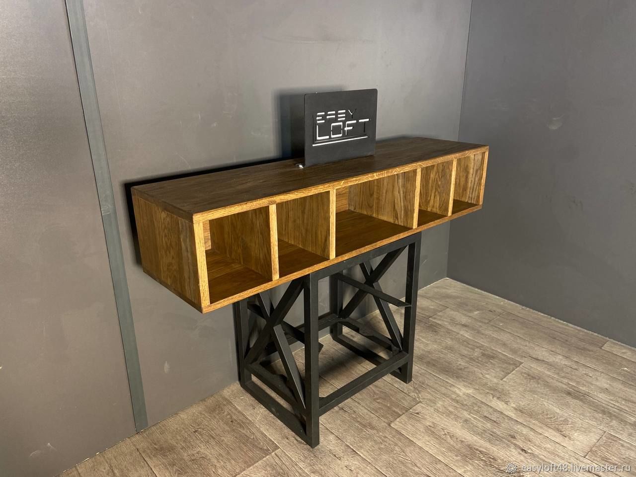 Полка в стиле Лофт из массива дуба Б-006