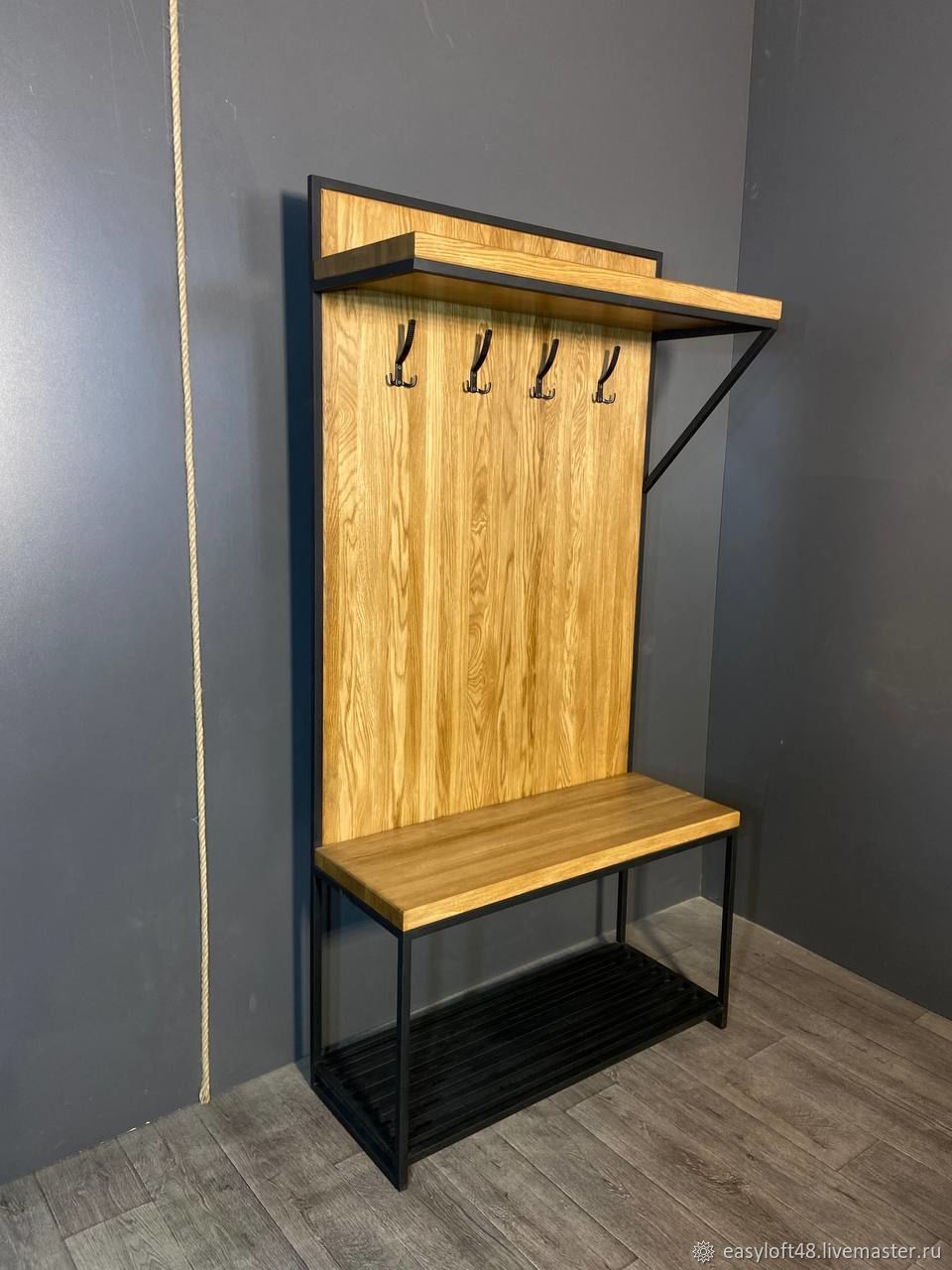 Прихожая в стиле Лофт из массива дуба П-044