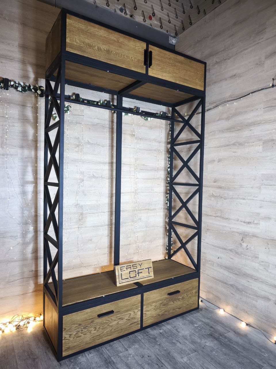 Прихожая в стиле Лофт из массива дуба П-059