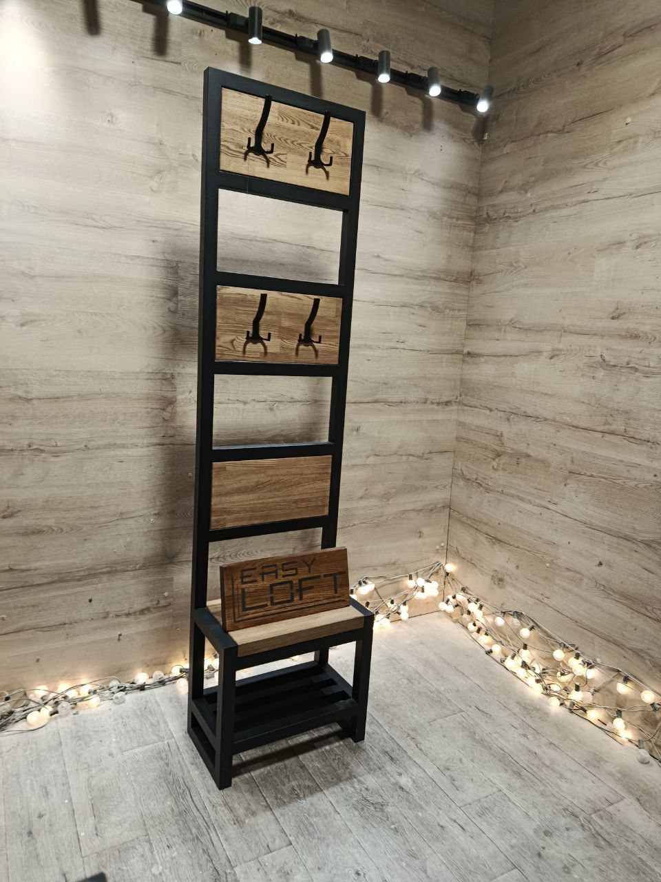 Прихожая в стиле Лофт из массива дуба П-073