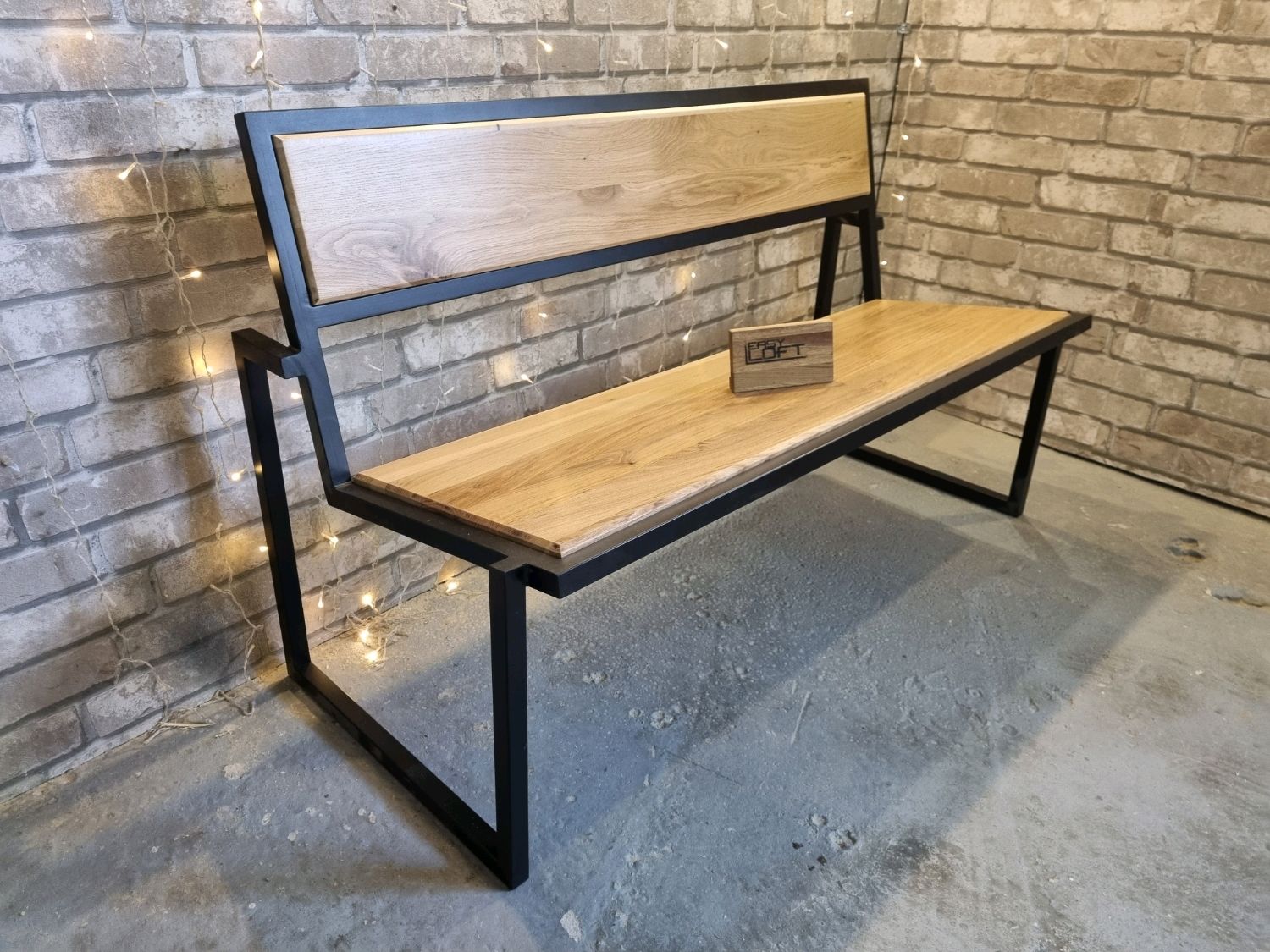 Скамья в стиле Лофт из массива дуба М-010